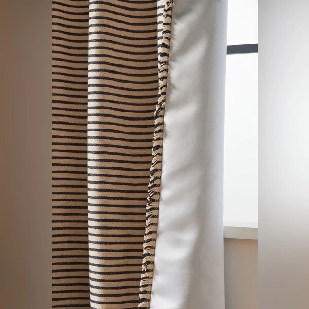 Anthropologie Luxe Linen Blend Woven Backout Curtains, Set of 2, NEW